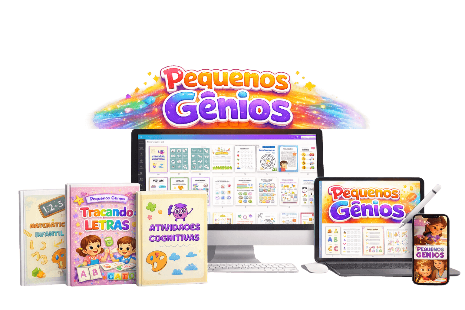 Mockup do material Pequenos Gênios