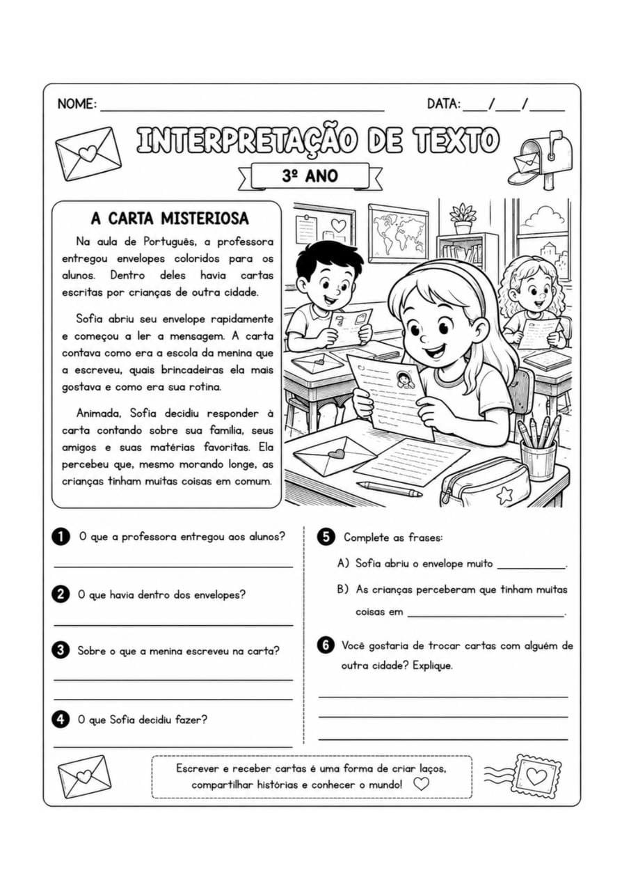 Atividade de interpretação de texto - 3º ano